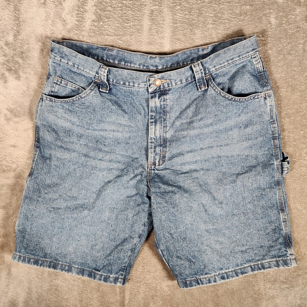 Wrangler Carpenter Shorts Mens 36 Blue Excellent Denim 100% Cotton 64WC5AI